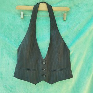 LUX from Urban Outfitters sexy halter pin striped navy vest size Large